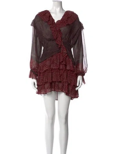 Pre-owned Ulla Johnson Silk Mini Dress In Burgundy