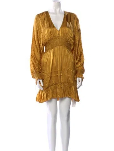 Pre-owned Ulla Johnson Silk Mini Dress In Gold