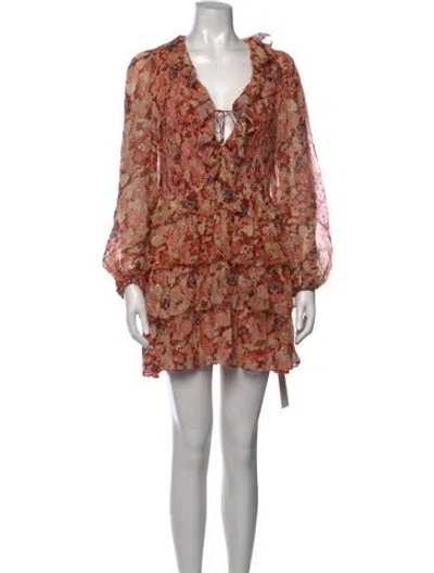 Pre-owned Ulla Johnson Silk Mini Dress In Metallic/orange