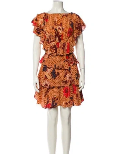 Pre-owned Ulla Johnson Silk Mini Dress In Orange