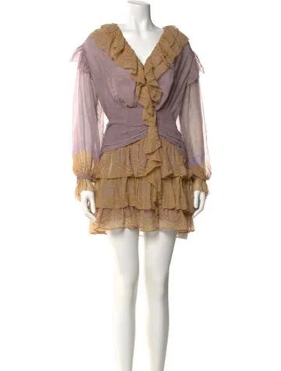 Pre-owned Ulla Johnson Silk Mini Dress In Purple