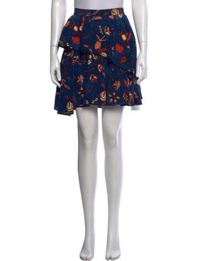 Pre-owned Ulla Johnson Silk Mini Skirt In Blue
