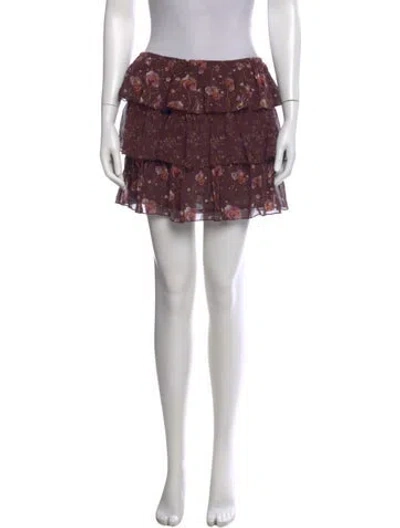 Pre-owned Ulla Johnson Silk Mini Skirt In Burgundy