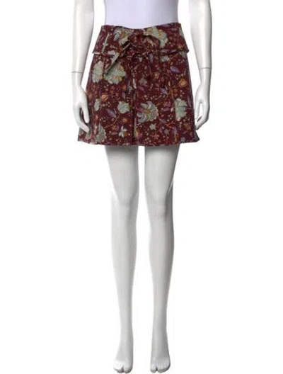 Pre-owned Ulla Johnson Silk Mini Skirt In Burgundy