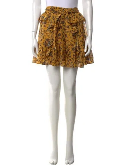 Pre-owned Ulla Johnson Silk Mini Skirt In Gold