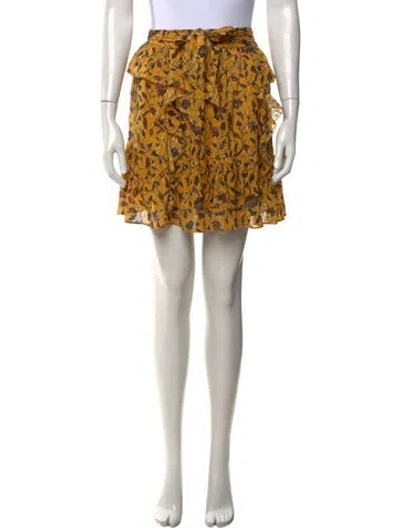 Pre-owned Ulla Johnson Silk Mini Skirt In Gold