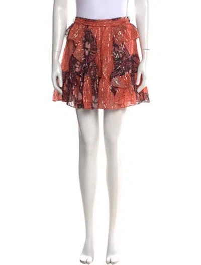 Pre-owned Ulla Johnson Silk Mini Skirt In Orange