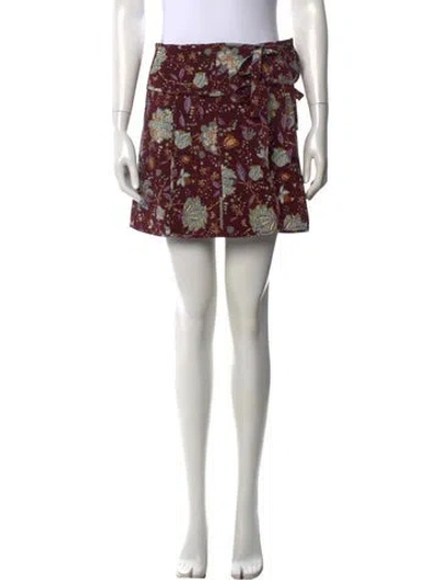 Pre-owned Ulla Johnson Silk Mini Skirt W/ Tags In Burgundy
