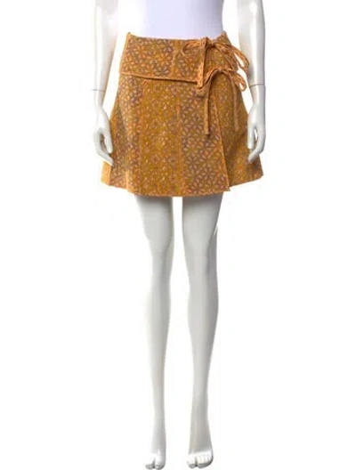 Pre-owned Ulla Johnson Silk Mini Skirt In Yellow