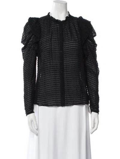 Pre-owned Ulla Johnson Silk Mock Neck Blouse In Blue