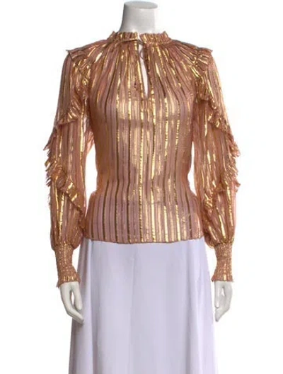 Pre-owned Ulla Johnson Silk Mock Neck Blouse In Neutral