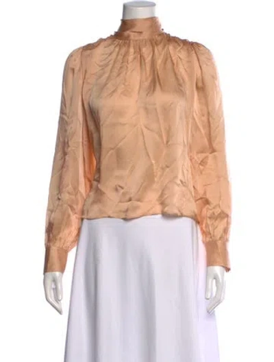 Pre-owned Ulla Johnson Silk Mock Neck Blouse W/ Tags In Neutral