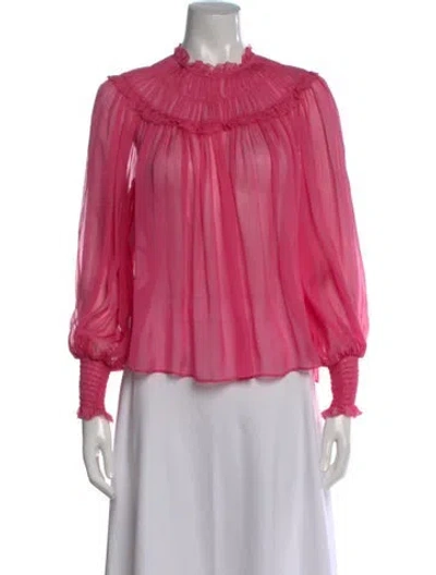Pre-owned Ulla Johnson Silk Mock Neck Blouse W/ Tags In Pink