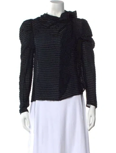Pre-owned Ulla Johnson Silk Mock Neck Sweatshirt In Black