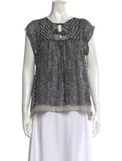 Pre-owned Ulla Johnson Silk Paisley Print Blouse In Blue