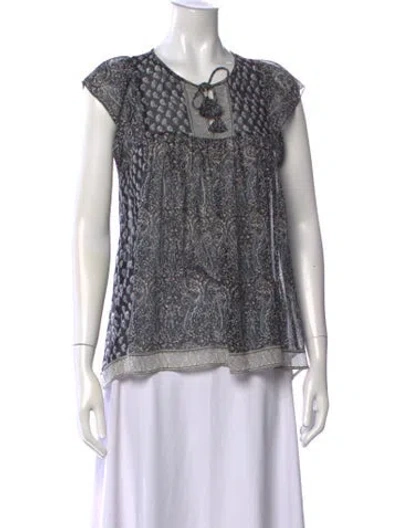 Pre-owned Ulla Johnson Silk Paisley Print Blouse In Blue