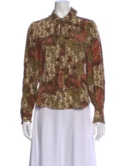 Pre-owned Ulla Johnson Silk Paisley Print Blouse In Brown