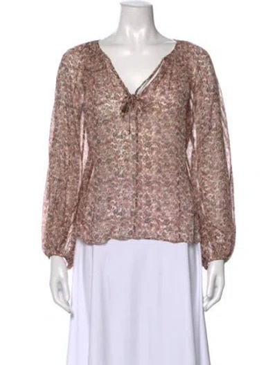 Pre-owned Ulla Johnson Silk Paisley Print Blouse In Neutral