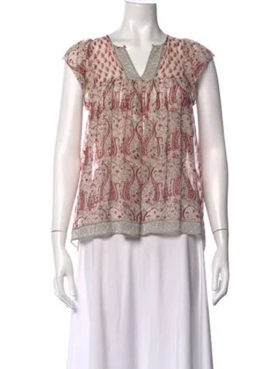 Pre-owned Ulla Johnson Silk Paisley Print Blouse In Neutral