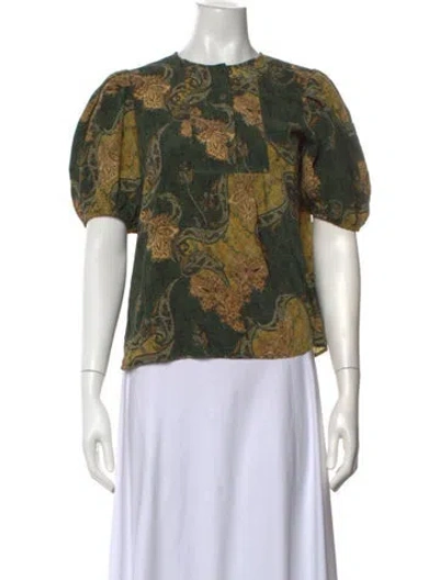 Pre-owned Ulla Johnson Silk Paisley Print Blouse In Neutrals