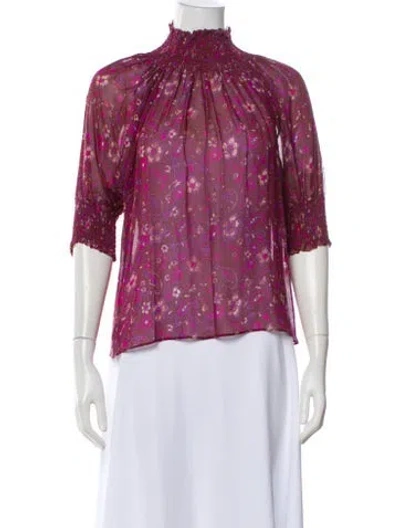 Pre-owned Ulla Johnson Silk Paisley Print Blouse In Pink