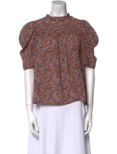 Pre-owned Ulla Johnson Silk Paisley Print Blouse In Red