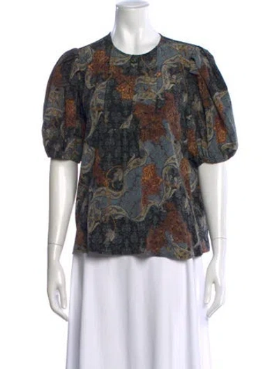 Pre-owned Ulla Johnson Silk Paisley Print Blouse W/ Tags In Green