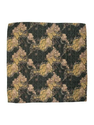 Pre-owned Ulla Johnson Silk Paisley Print Scarf In Green