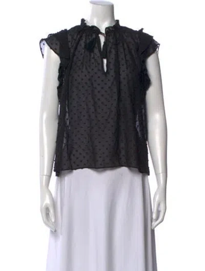 Pre-owned Ulla Johnson Silk Patterned Blouse In Black