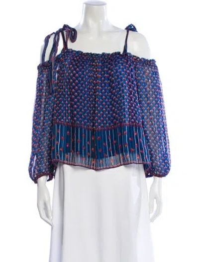Pre-owned Ulla Johnson Silk Patterned Blouse In Blue