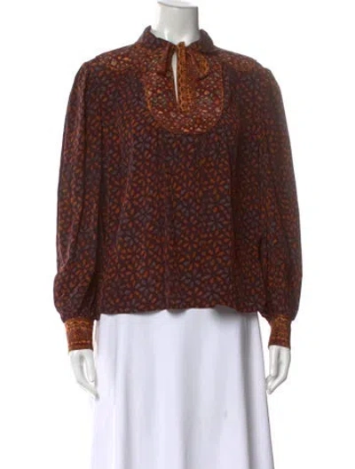 Pre-owned Ulla Johnson Silk Patterned Blouse In Brown