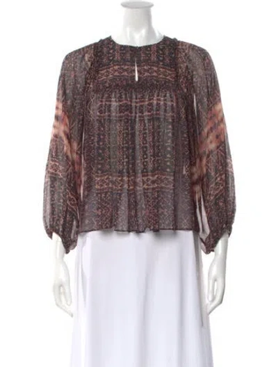 Pre-owned Ulla Johnson Silk Patterned Blouse In Brown
