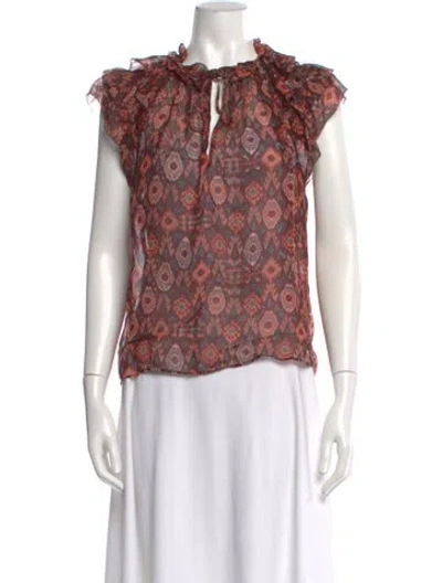 Pre-owned Ulla Johnson Silk Patterned Blouse In Brown