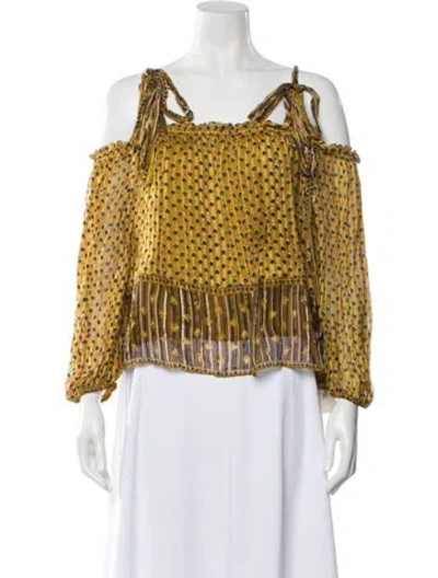 Pre-owned Ulla Johnson Silk Patterned Blouse In Gold