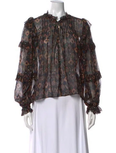 Pre-owned Ulla Johnson Silk Patterned Blouse In Multi