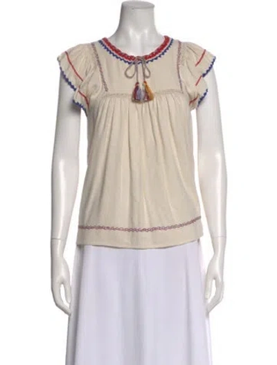 Pre-owned Ulla Johnson Silk Patterned Blouse In Neutral