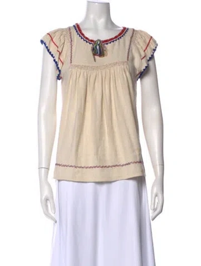 Pre-owned Ulla Johnson Silk Patterned Blouse In Neutral