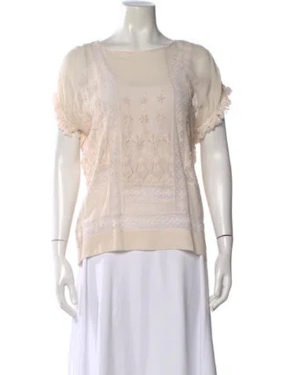 Pre-owned Ulla Johnson Silk Patterned Blouse In Neutral