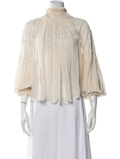 Pre-owned Ulla Johnson Silk Patterned Blouse In Neutrals