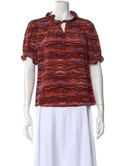 Pre-owned Ulla Johnson Silk Patterned Blouse In Red