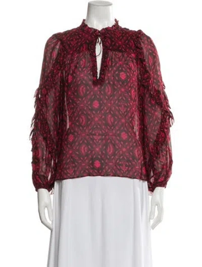 Pre-owned Ulla Johnson Silk Patterned Blouse In Red