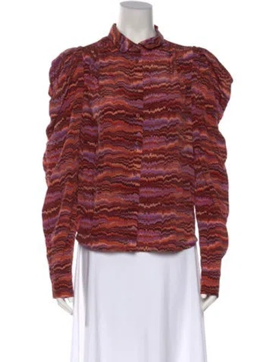 Pre-owned Ulla Johnson Silk Patterned Blouse W/ Tags In Red