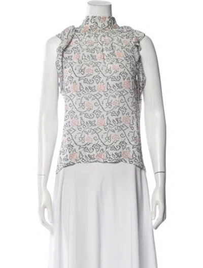 Pre-owned Ulla Johnson Silk Patterned Blouse In White