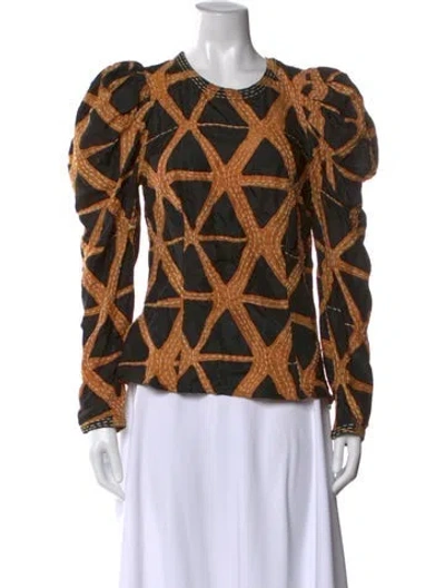 Pre-owned Ulla Johnson Silk Patterned Top In Brown