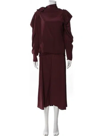 Pre-owned Ulla Johnson Silk Pleated Accents Skirt Set In Burgundy