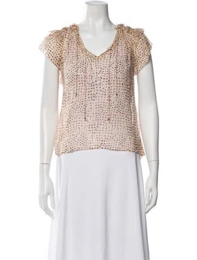 Pre-owned Ulla Johnson Silk Polka Dot Print Blouse In Neutral