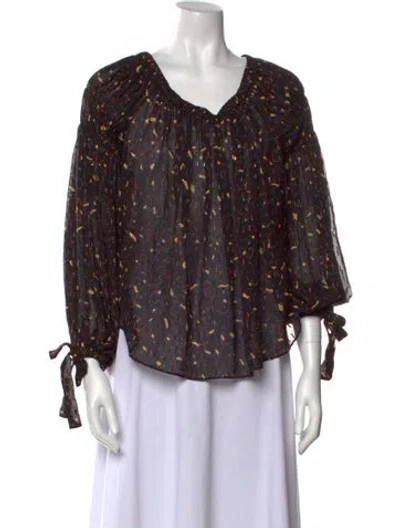 Pre-owned Ulla Johnson Silk Printed Blouse In Black