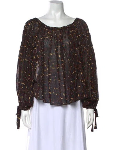Pre-owned Ulla Johnson Silk Printed Blouse In Black