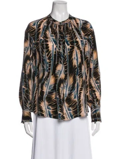 Pre-owned Ulla Johnson Silk Printed Blouse In Black