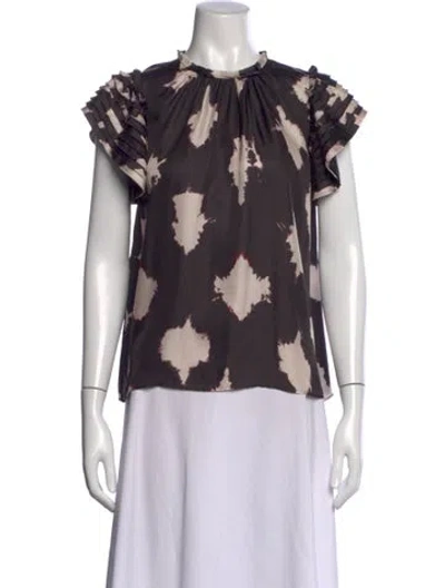 Pre-owned Ulla Johnson Silk Printed Blouse In Black